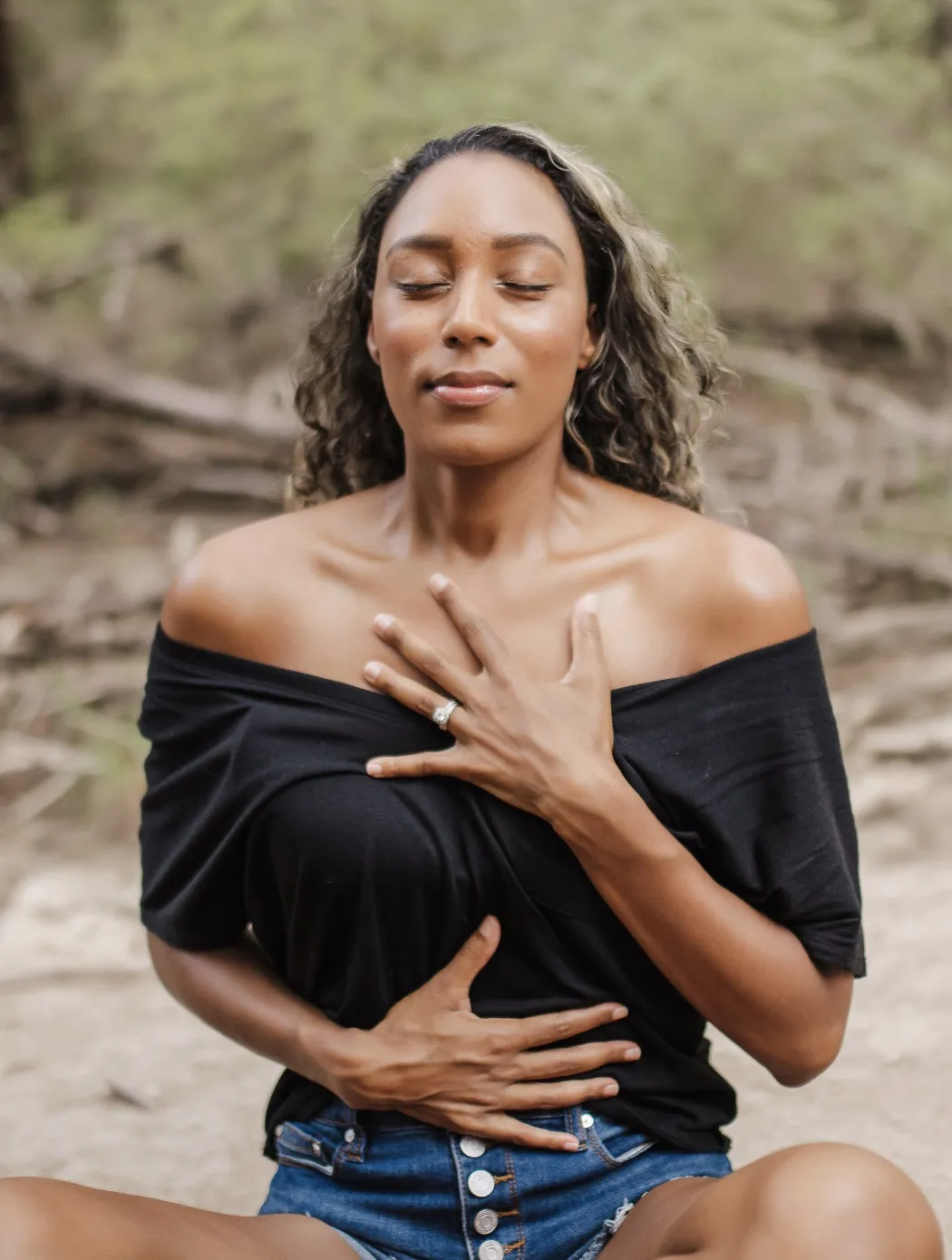 Woman practicing breathwork
